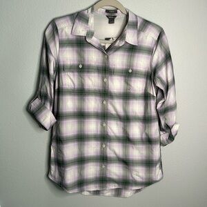 NWT Eddie Bauer Adventurer 3.0 Long Sleeve Shirt Small Purple & Green Plaid